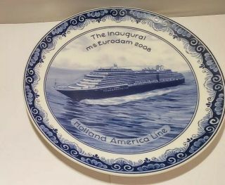 2008 Holland American Line THE INAUGURAL MS EURODAM Plate Delftware Royal Delft 3