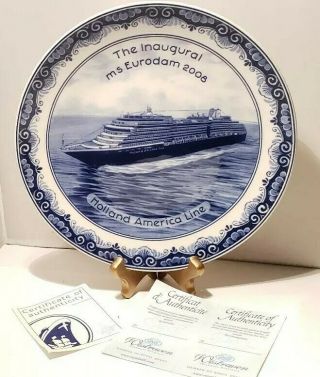 2008 Holland American Line THE INAUGURAL MS EURODAM Plate Delftware Royal Delft 4