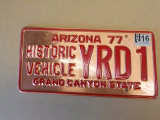 Us License Plate Expired Arizona Historic Vehicle " Yrd1 " Copper