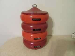 Vintage Mid Century Modern Retro Lincoln Beautyware Stacking Metal Canister