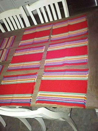 Set Of 6 Vtg Mexican Serape Saltillo Placemats Colorful Woven Native Southwest