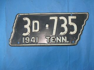 1941 Tennessee License Plate State Shaped
