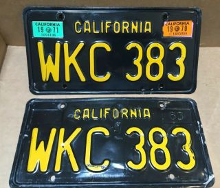 Rare Pair 1963 Dmv Clear - (california) - Wkc 383 License Plate - 1970 & 1971 Tag