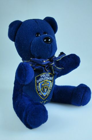 City Bears Nypd City York Police Department Blue Plush/ Beanie Bear Nyc - Euc