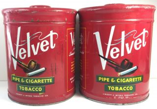 Velvet Pipe & Cigarette Tobacco Tin Can Kentucky Empty 5 " X 6 " Liggett & Myers