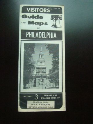 Vtg 1967 Central Philadelphia Map Walking Tour Visitor 