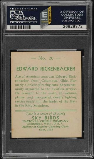 1933 National Chicle Sky Birds Edward Rickenbacker 20 PSA 7 NRMT (PWCC - E) 2