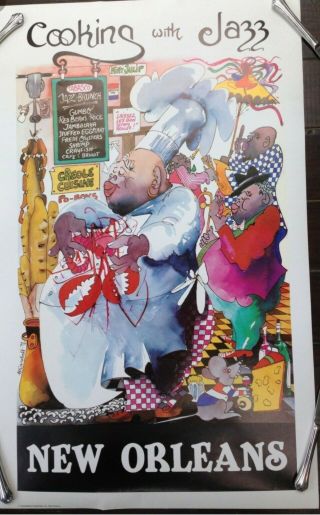 Leo Meiersdorff " Cooking With Jazz " Orleans Watercolor Art Print Poster 1979