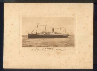 1908 White Star Line S.  S.  Arabic Abstract Of Log York To Liverpool