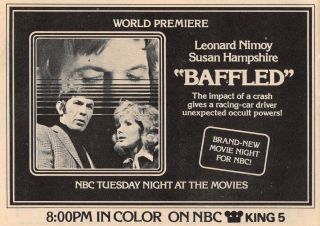 1973 Tv Movie Ad Baffled Leonard Nimoy & Susan Hampshire World Premiere Not Dvd
