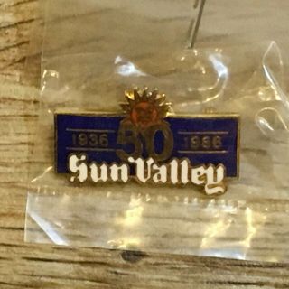 Sun Valley Vintage Skiing Ski Pin Badge Idaho 50th Anniversary
