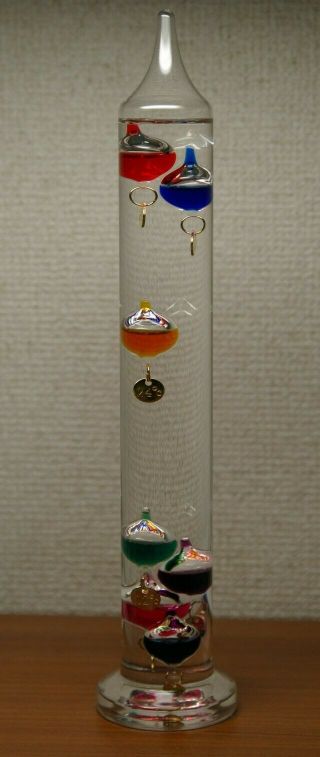 17.  32 " Galileo Thermometer - With 7 Floating Gold Medallions - Made In Germany