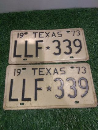 1973 Texas License Plate Set Front & Back / C