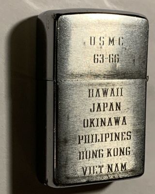 1966 Zippo Lighter - Usmc 1963 - 66 Hawaii Vietnam Britain Conn.