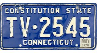 99 Cent 1978 Connecticut License Plate Tv - 2545