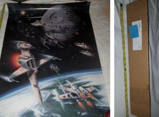 Vtg 1983 Star Wars Movie Poster Return Of The Jedi Org Box Death Star