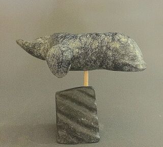 Inuit Art Eskimo Carving Sculpture Stone Collector Taloyoak Whale 75011 1996