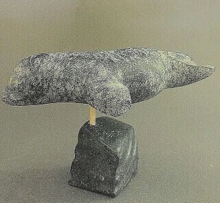 Inuit Art Eskimo Carving Sculpture stone collector Taloyoak whale 75011 1996 2