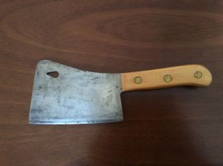 Vintage 6” Blade 11 3/8 " Briddell Chopper Cleaver Butcher Knife Usa Solid Steel