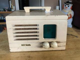 Vintage Rca Victor Wood Portable Tube 9x6x6” Antique Radio Table 1940s Model Box