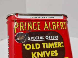 Vintage Prince Albert Pipe & Cigarette Tobacco Tin Can Old Timer Knives Offer 5
