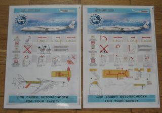 2 Safety Card An 225 Plane Craft Antonov Air Lines Ways Fly Flight Life Jacket V