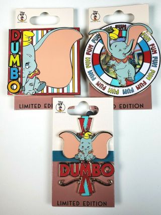 Disney Dec Employee Center Dumbo 3 Pin Set Block Slider Spinner Le 200 Oc