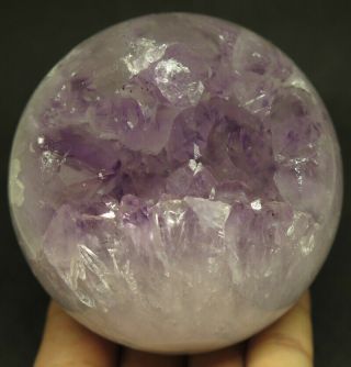 78mm 1lb 7.  1oz Natural Amethyst Agate Quartz Geode Crystal Sphere Ball