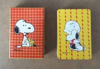 Set/2 Decks Vintage Hallmark Peanuts Miniature Playing Cards Snoopy/charlie B.