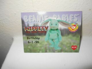 1998 Ty Beanie Babies Hippity The Bunny Birthday Bboc Gold 4119