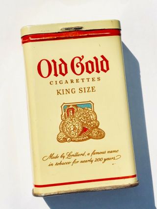 Vintage Old Gold Cigarettes Tobacco Tin Made By P.  Lorillard Company