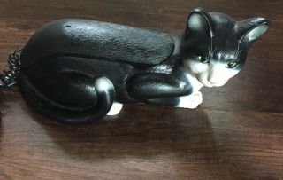 Rare Black & White Vintage Cat Phone By Kcl Technology/telemania Collectible