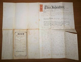 1867 Deed Document Kunkel Harlacher York County Pa Revenue Stamp Paper Land