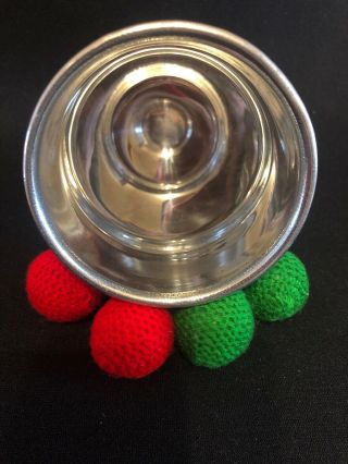 Aluminium Chop Cup with Green And Red Crochet Balls Magic Closeup 2