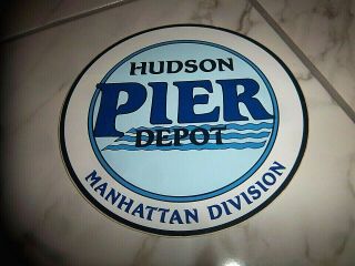 Nos Ny Nyc Bus Sign Hudson Pier Depot Manhattan Division Transit Old Vinyl Decal