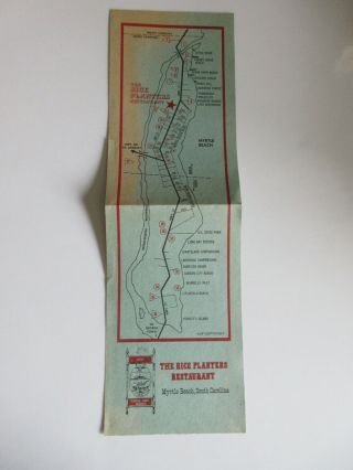 The Rice Planters Restaurant Map Information Sheet Myrtle Beach South Carolina