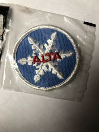 Vintage Embroidered Alta Small Round Ski Patch 2.  5” Nip In Plastic Blue