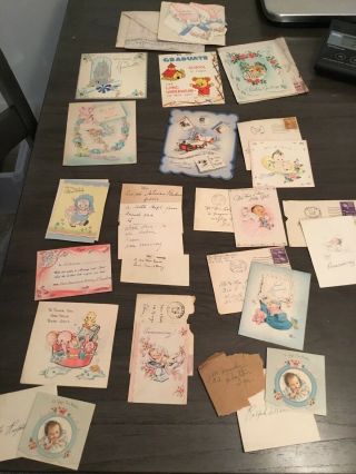 1943 - 46 Baby War Stamps Greeting Cards Boy Girl Crafts Pattern Scrapbooking C90