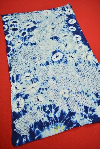 Vx13/40 Vintage Japanese Fabric Cotton Antique Boro Indigo Blue Shibori 27.  2 "