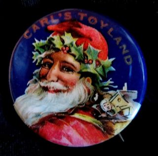 Vintage Santa Claus Celluloid Pinback " Carl 