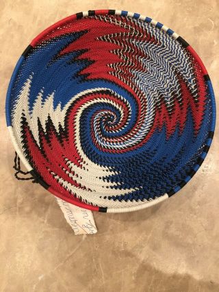 Zulu African Telephone Wire Woven Bowl Handmade About 9” In Diameter