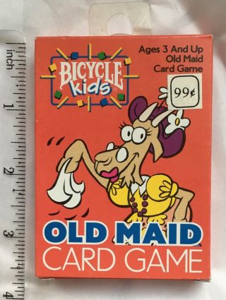Vintage Old Maid Playing Cards Game Deck Bicycle Kids 1993 Box