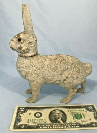 Antique Germany Paper Mache Bunny Candy Container w/ Glass Eye 2