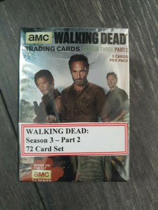 The Walking Dead Season 3 Part 2 Trading Cards 72 Base Card Set