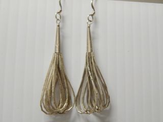 Vintage Navajo Indian Liquid Sterling Silver Dangling Earrings - Gift Nr