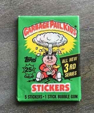 Vintage 1986 Garbage Pail Kids 3rd Series 5 Pack Of Stickers Rare