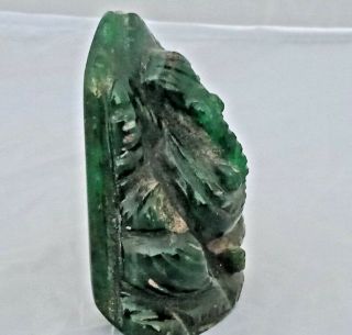 OLD ANTIQUE HAND CARVED PAINTED GREEN STONE LORD GANESHA FIGURE/STATUE 012 3