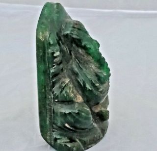 OLD ANTIQUE HAND CARVED PAINTED GREEN STONE LORD GANESHA FIGURE/STATUE 012 4