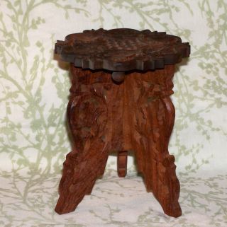 Hand Carved Teak Wood Sheesham Style Miniature Stand Display Table India Sh