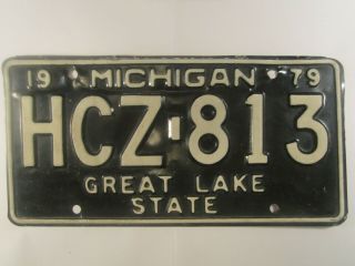 License Plate Car Tag 1979 Michigan Hcz 813 [z289]
